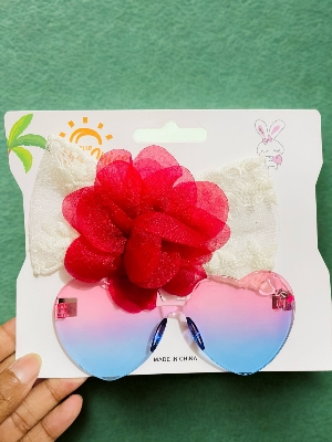 Picture of Headband and sunglasses set and gift hair clip for kids