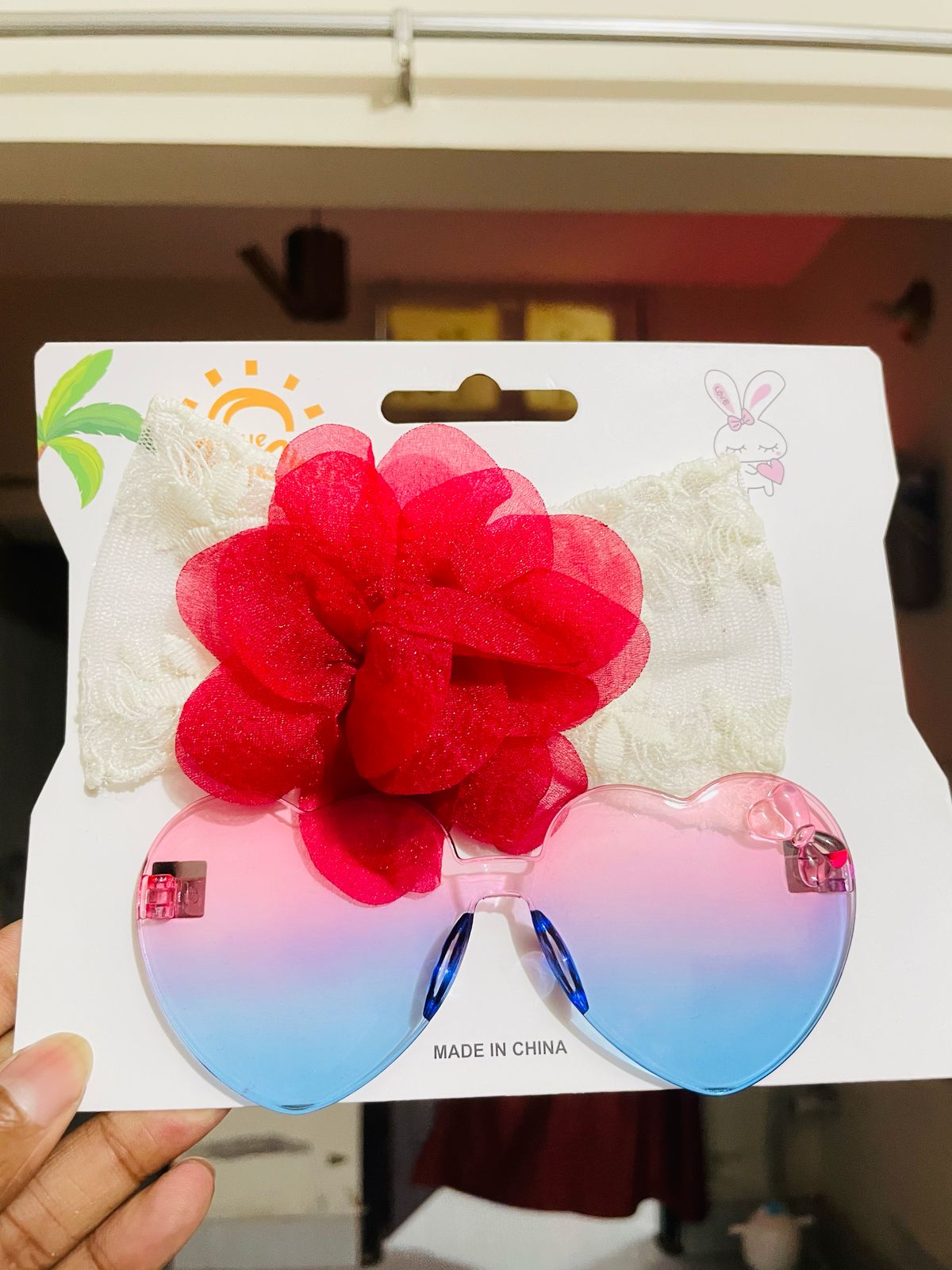 Picture of Headband and sunglasses set and gift hair clip for kids