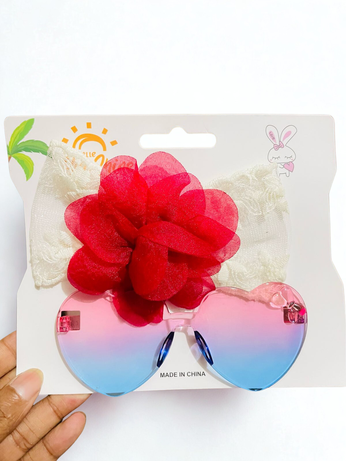 Picture of Headband and sunglasses set and gift hair clip for kids