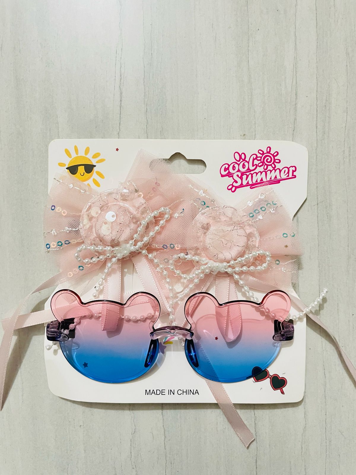 Picture of Headband and sunglasses set and gift hair clip for kids