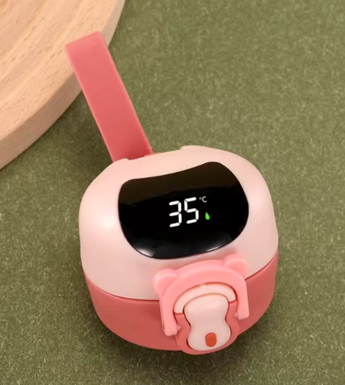Picture of Cute Bear Thermal Water Bottle .Smart Display,Thermometer,Mug with Straw,Stainless Steel Insulated Cup,500ml