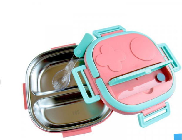 Picture of Stainless Steel Lunch Box and Food Container – Pink – with Spoon