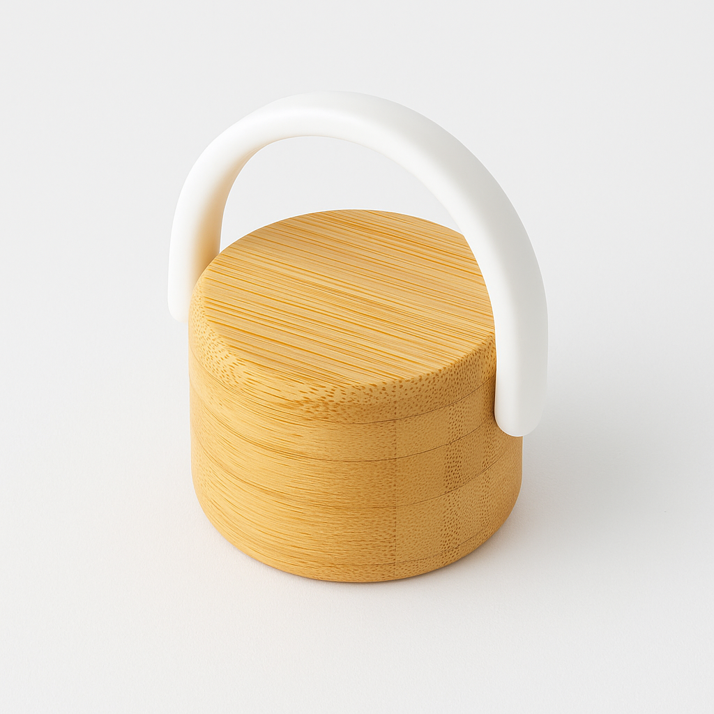 Picture of White Stainless Steel Vacuum Flask –500ML Soft Touch Sport Thermos Bottle with Bamboo Handle Cap