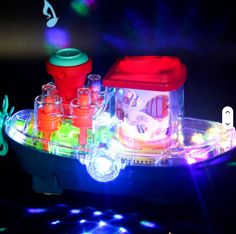 Picture of Electric Universal Transparent Gear Boat Music Lighting Underwater World Rotating Cruise Ship Kids Children's Toy Boat