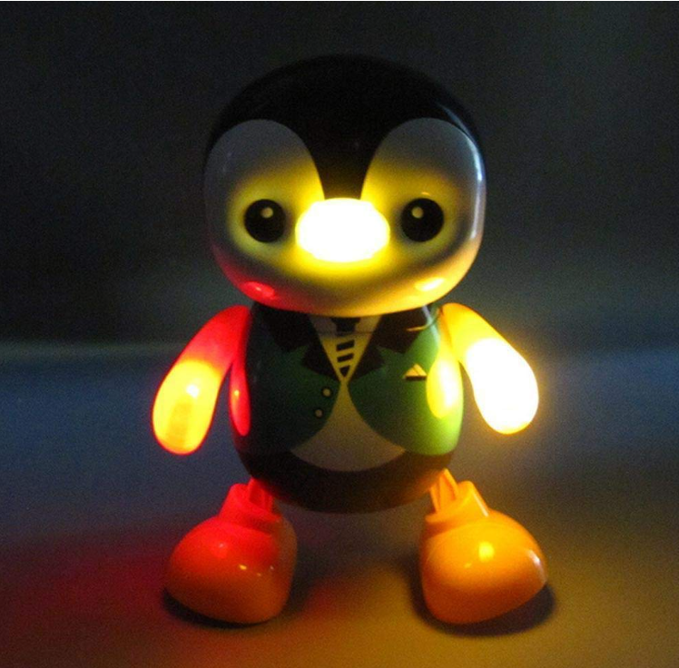 Picture of Dancing Penguin Toy Robot with Lightning Swinging Arms in Suit and Music for Kids