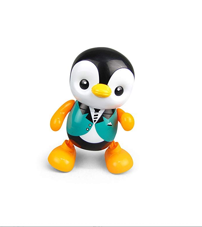 Picture of Dancing Penguin Toy Robot with Lightning Swinging Arms in Suit and Music for Kids