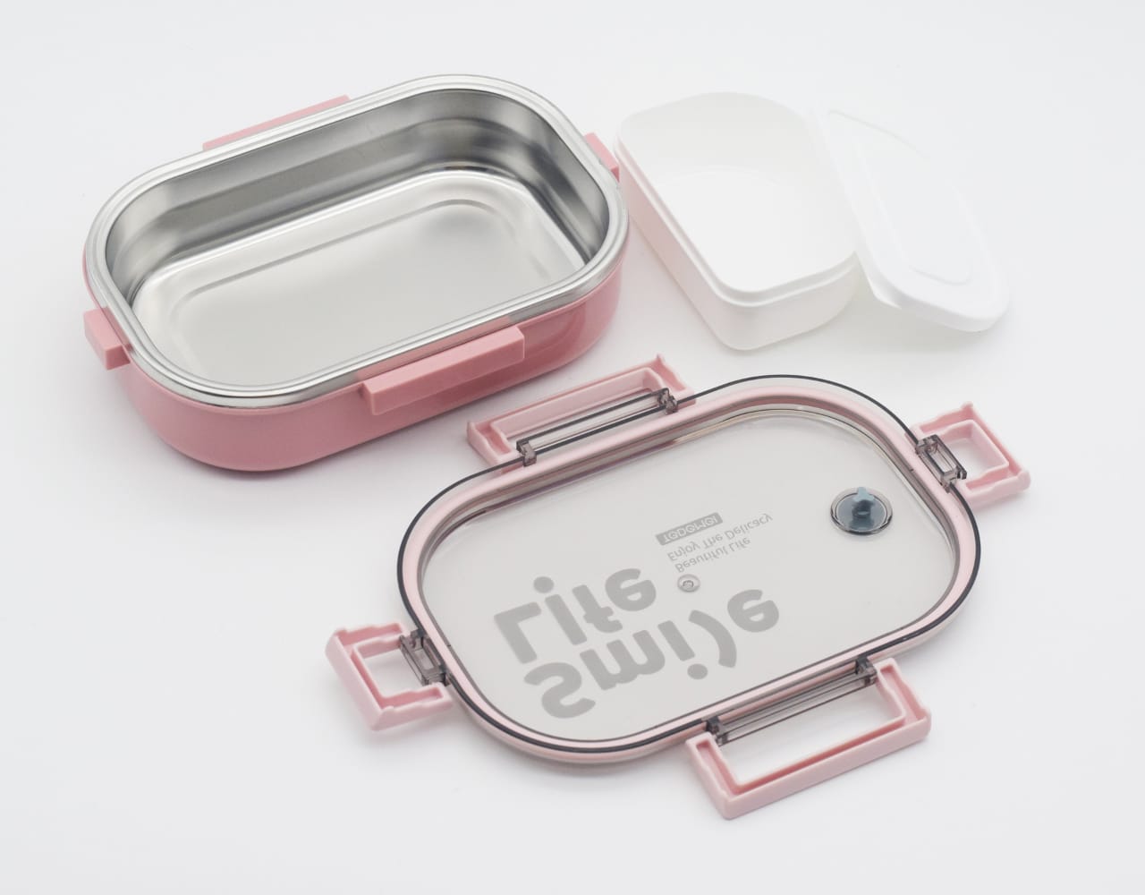 Picture of 710 ml stainless steel lunch & tiffin box with white color  box