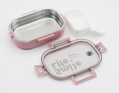 Picture of 710 ml stainless steel lunch & tiffin box with white color  box