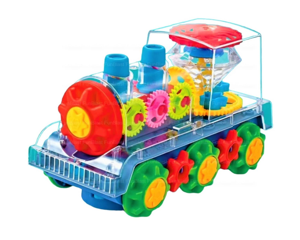 Picture of Transparent Gear Train Walking Train Colorful Lights Musical Children's 3D sound And Light Toys