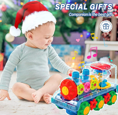 Picture of Transparent Gear Train Walking Train Colorful Lights Musical Children's 3D sound And Light Toys