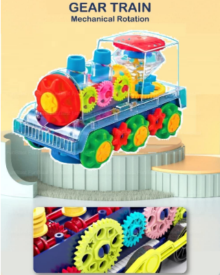 Picture of Transparent Gear Train Walking Train Colorful Lights Musical Children's 3D sound And Light Toys