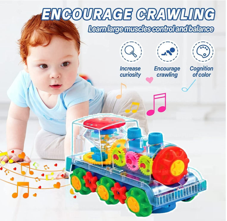 Picture of Transparent Gear Train Walking Train Colorful Lights Musical Children's 3D sound And Light Toys