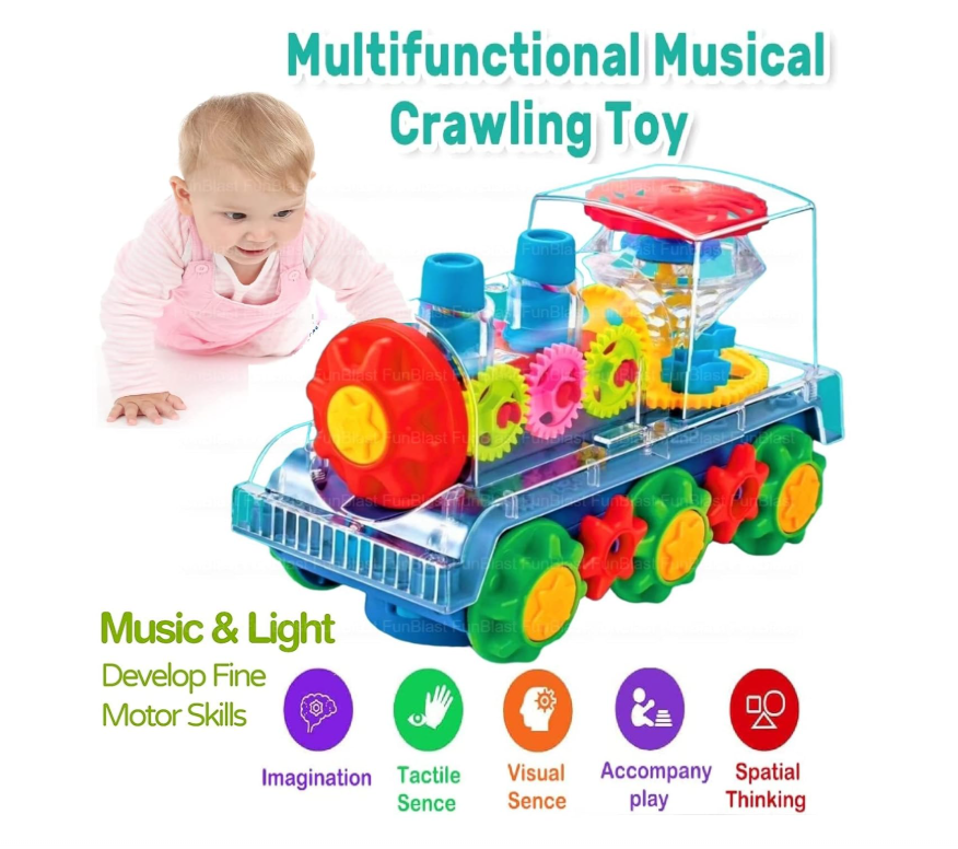 Picture of Transparent Gear Train Walking Train Colorful Lights Musical Children's 3D sound And Light Toys