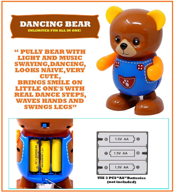 Picture of Dancing Bear with Flashing Light & Sound Toys Toddler & Kid | with Lights, Action, Dancing, Singing, Moving, & Walking Toy