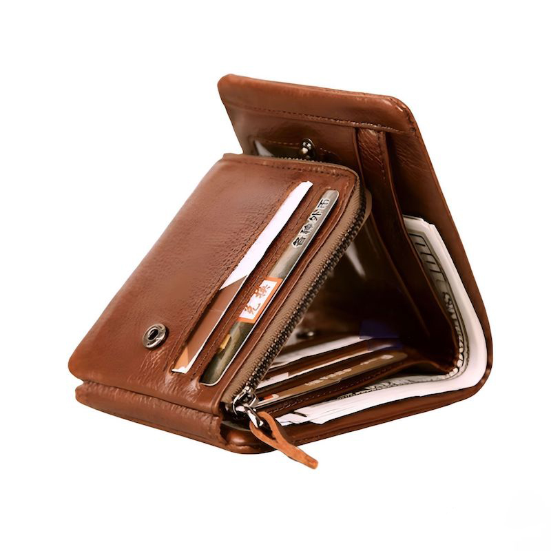 Picture of Avro Premium 100% Genuine Cow Leather Trifold Money Bag For Men Men's High Quality 100% Cow Leather Coin Pocket Black Wallet For Men Elegant And Comfortable Stylish Export Quality Wallets Fashion Vintage Wallet Casual Male Wallet Multi-Card Slot