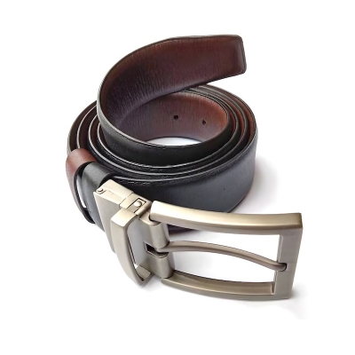 Picture of Avro Premium High Quality Moving Belt Both Sides Useable Chocolate & Black Colour Cow Leather Formal Belt For Men | Moving Belt