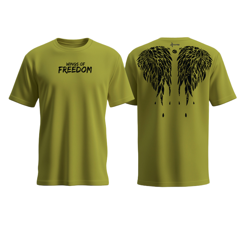 Picture of Avro Premium Men's T shirt Olive Color - WINGS OF FREEDOM - Cotton Fabric Soft & Comfortable - Tshirt For Men
