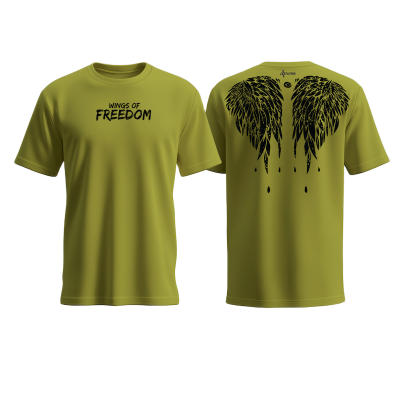 Picture of Avro Premium Men's T shirt Olive Color - WINGS OF FREEDOM - Cotton Fabric Soft & Comfortable - Tshirt For Men