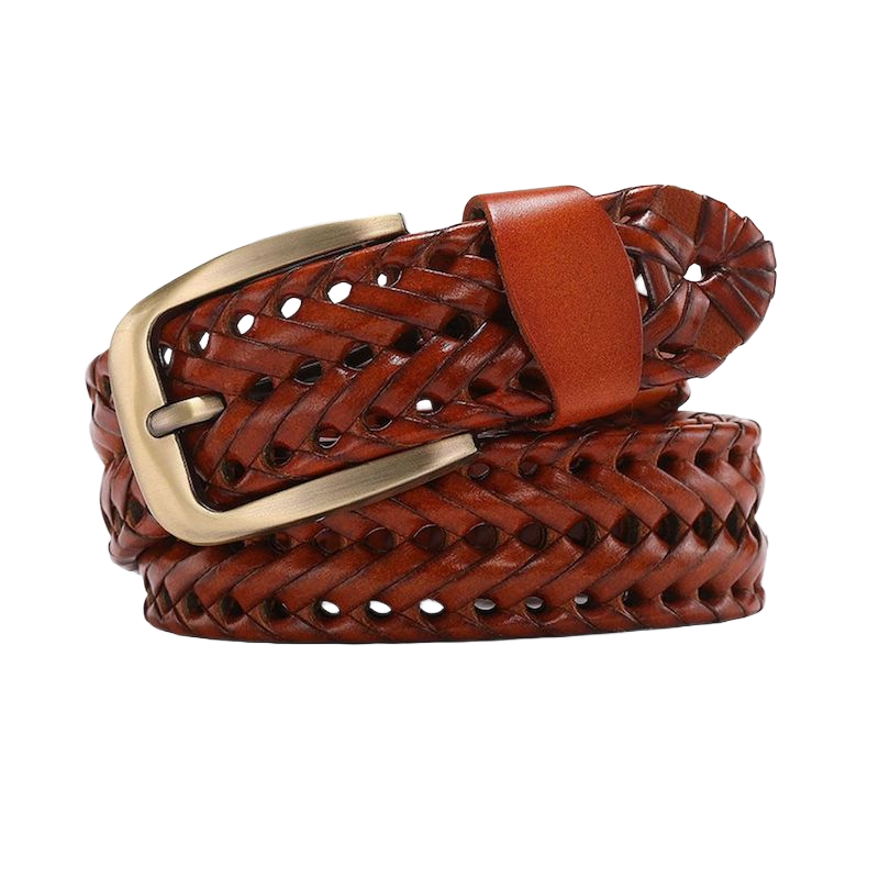 Picture of Avro Premium Stylish Hand Made Bini Shaped Unique Style High Quality Leather Belt For Men | Brown