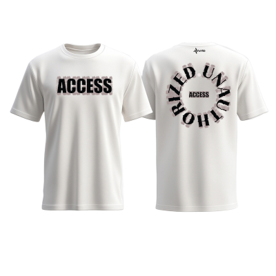 Picture of Avro Premium Men's T shirt White Color - UNAUTHORIZED ACCESS - Cotton Fabric Soft & Comfortable - Tshirt For Men