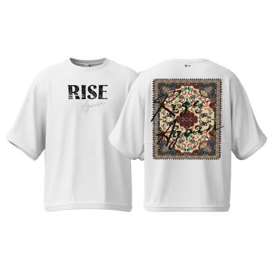 Picture of Avro Premium Men's Semi Drop Shoulder T shirt White Color - Rise Again - Cotton Fabric Soft & Comfortable - Tshirt For Men