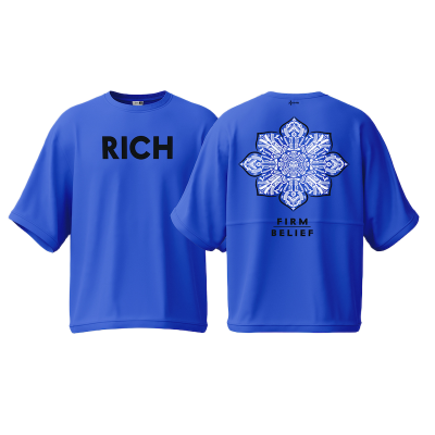 Picture of Avro Premium Men's Semi Drop Shoulder T shirt Royal Blue Color - RICH - Cotton Fabric Soft & Comfortable - Tshirt For Men