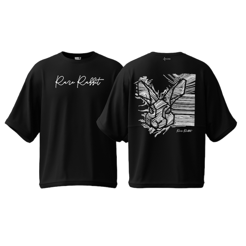 Picture of Avro Premium Men's Semi Drop Shoulder T shirt Black Color - Rare Rabbit - Cotton Fabric Soft & Comfortable - Tshirt For Men