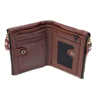 Picture of Avro Premium Men's High Quality Double Zipper Pocket 100% Genuine Cow Leather Wallet For Men Elegant And Comfortable Stylish Export Quality Money Bag For Men Short Wallet Fashion Vintage Wallet Casual Male Wallet Multi-Card Slot Moneybag For Man
