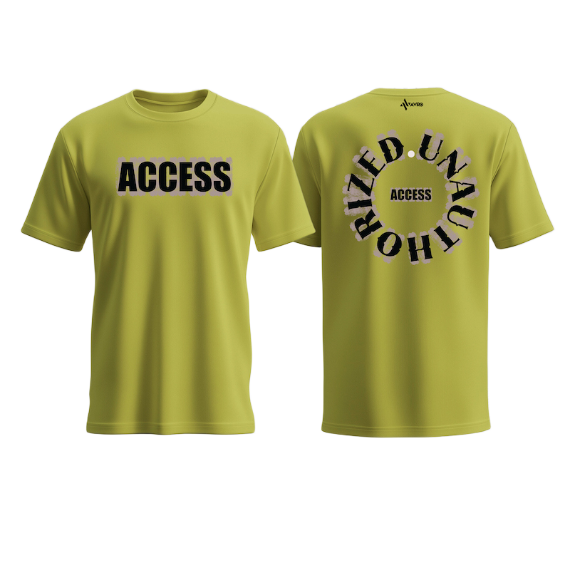 Picture of Avro Premium Men's T shirt Lemon Yellow Color - UNAUTHORIZED ACCESS - Cotton Fabric Soft & Comfortable - Tshirt For Men