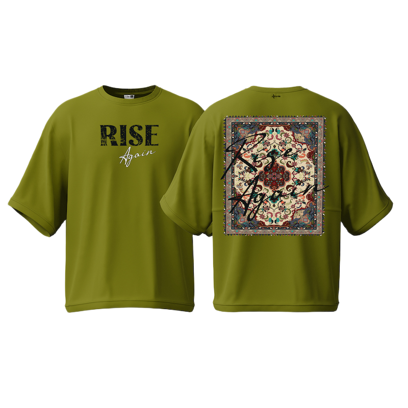 Picture of Avro Premium Men's Semi Drop Shoulder T shirt Olive Color - Rise Again - Cotton Fabric Soft & Comfortable - Tshirt For Men
