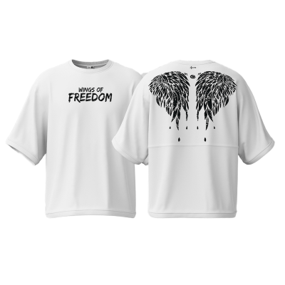 Picture of Avro Premium Men's Semi Drop Shoulder T shirt White Color - Wings of Freedom - Cotton Fabric Soft & Comfortable - Tshirt For Men