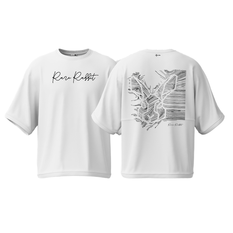 Picture of Avro Premium Men's Semi Drop Shoulder T shirt White Color - Rare Rabbit - Cotton Fabric Soft & Comfortable - Tshirt For Men