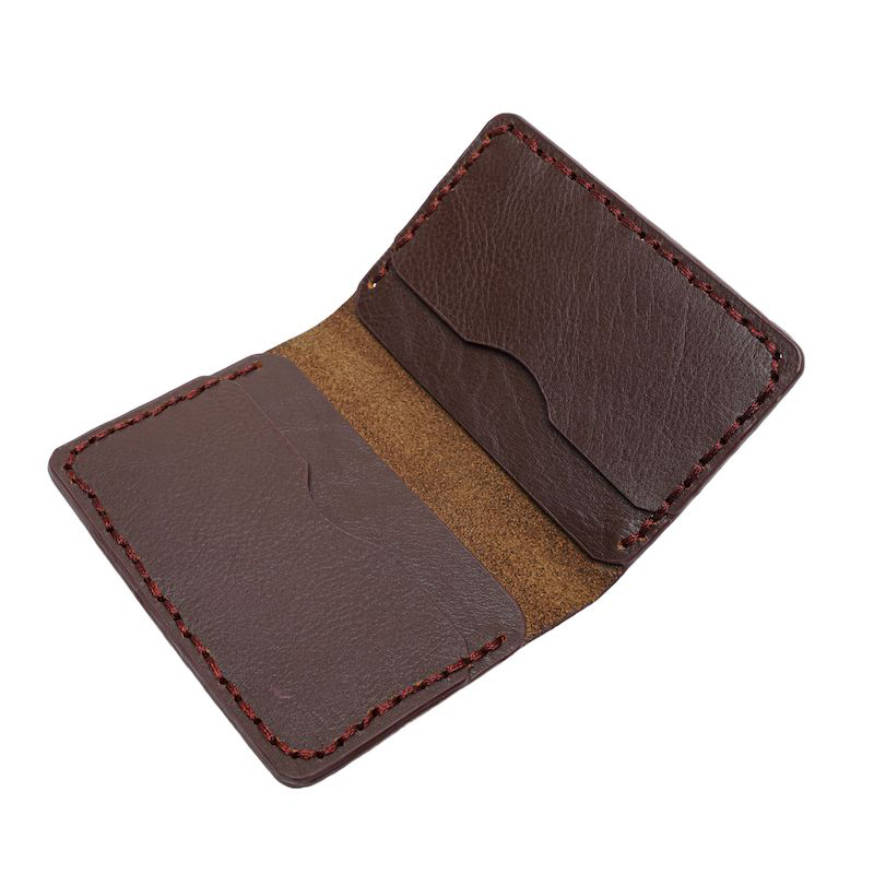 Picture of Avro Card Holder Mini Money Bag for Man Handmade Stitched Cow Leather Wallet For Men Chocolate Colour
