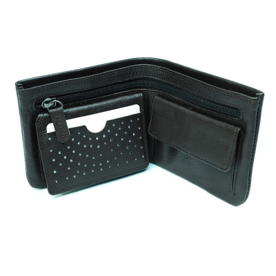 Picture of Avro Classic Bifold Wallet With Inner Zipper Pocket Black Wallet For Men Made By 100% Cow Leather Money Bag For Man