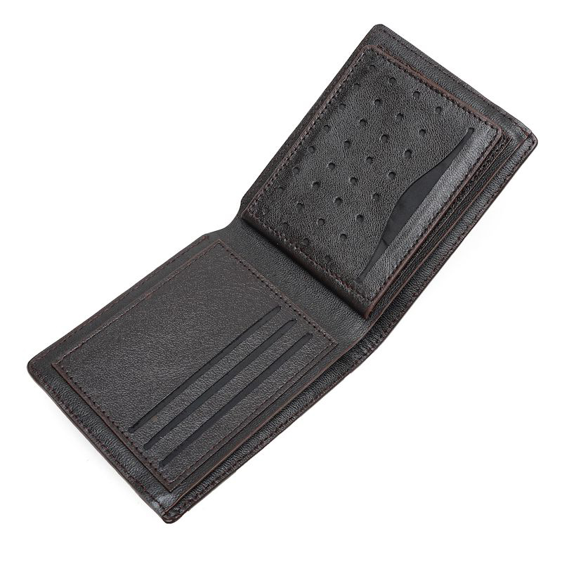 Picture of Avro Punched Design Premium 100% Genuine Cow Leather Dark Chocolate Money Bag For Men Stylish Export Quality Wallet For Men