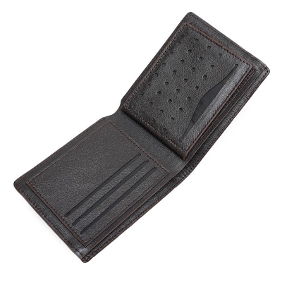 Picture of Avro Punched Design Premium 100% Genuine Cow Leather Dark Chocolate Money Bag For Men Stylish Export Quality Wallet For Men