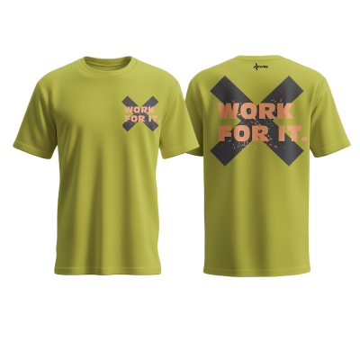 Picture of Avro Premium Men's T shirt Lemon Yellow Color - Work For It - Cotton Fabric Soft & Comfortable - Tshirt For Men