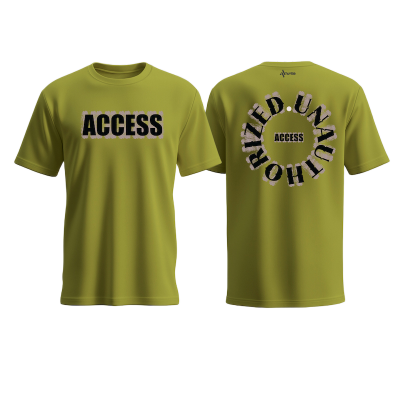 Picture of Avro Premium Men's T shirt Olive Color - UNAUTHORIZED ACCESS - Cotton Fabric Soft & Comfortable - Tshirt For Men