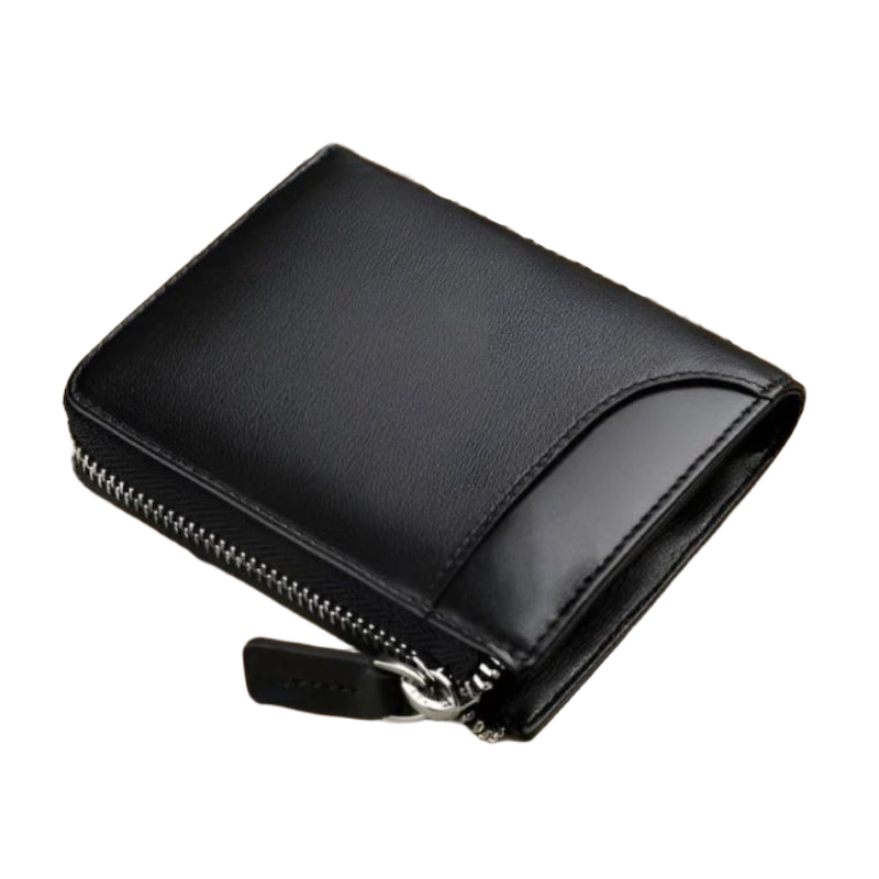 Picture of Avro Premium Half Zipper And Card Pocket 100% Genuine Cow Leather Black Wallet For Men Men's High Quality BiFold Wallet For Men Elegant And Comfortable Stylish Export Quality Money Bag For Men Cow Leather Short Wallet For Men Stylish Money Bag For Men