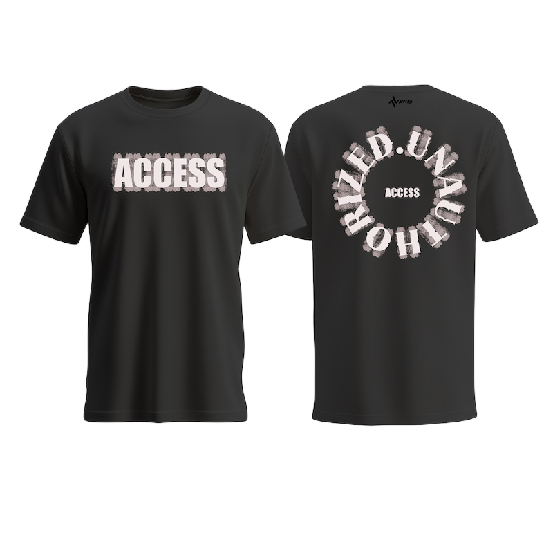 Picture of Avro Premium Men's T shirt Black Color - UNAUTHORIZED ACCESS - Cotton Fabric Soft & Comfortable - Tshirt For Men