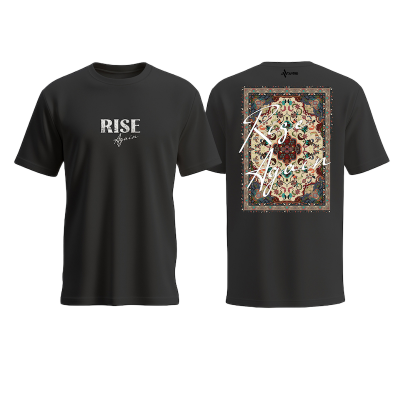 Picture of Avro Premium Men's T shirt Black Color - Rise Again - Cotton Fabric Soft & Comfortable - Tshirt For Men