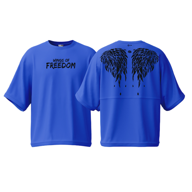 Picture of Avro Premium Men's Semi Drop Shoulder T shirt Royal Blue Color - Wings of Freedom - Cotton Fabric Soft & Comfortable - Tshirt For Men