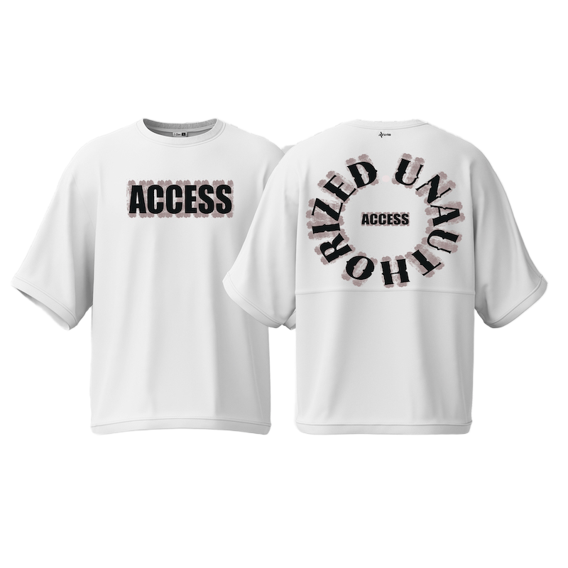 Picture of Avro Premium Men's Semi Drop Shoulder T shirt White Color - UNAUTHORIZED ACCESS - Cotton Fabric Soft & Comfortable - Tshirt For Men