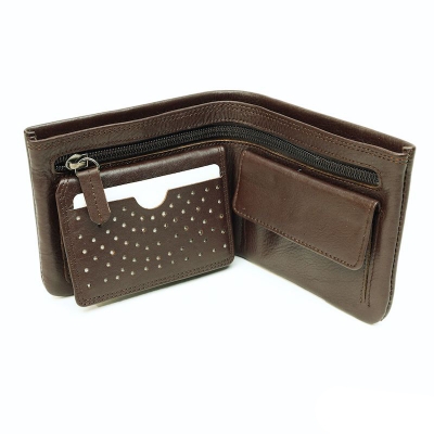 Picture of Avro Classic Bifold Wallet With Inner Zipper Pocket Black Wallet For Men Made By 100% Cow Leather Money Bag For Man