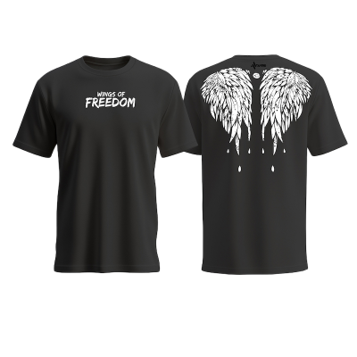 Picture of Avro Premium Men's T shirt Black Color - WINGS OF FREEDOM - Cotton Fabric Soft & Comfortable - Tshirt For Men