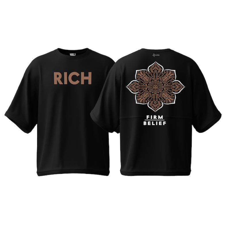 Picture of Avro Premium Men's Semi Drop Shoulder T shirt Black Color - RICH - Cotton Fabric Soft & Comfortable - Tshirt For Men