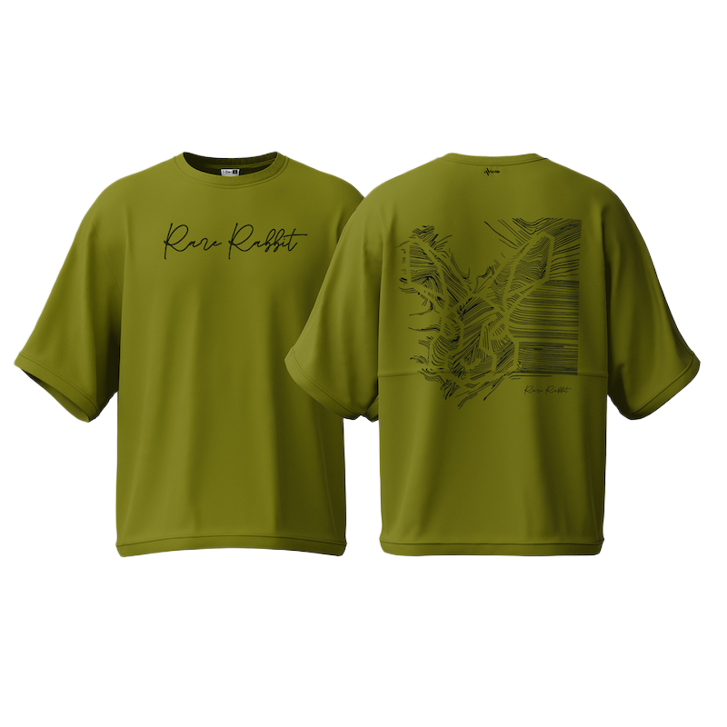 Picture of Avro Premium Men's Semi Drop Shoulder T shirt Olive Color - Rare Rabbit - Cotton Fabric Soft & Comfortable - Tshirt For Men