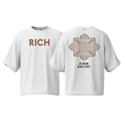 Picture of Avro Premium Men's Semi Drop Shoulder T shirt White Color - RICH - Cotton Fabric Soft & Comfortable - Tshirt For Men