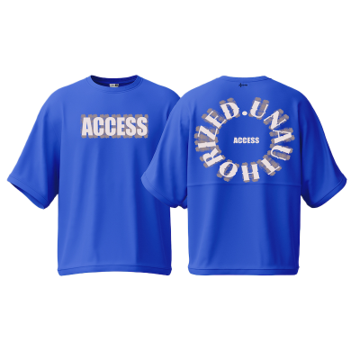 Picture of Avro Premium Men's Semi Drop Shoulder T shirt Royal Blue Color - UNAUTHORIZED ACCESS - Cotton Fabric Soft & Comfortable - Tshirt For Men