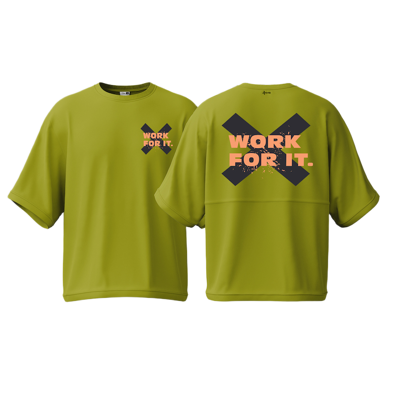 Picture of Avro Premium Semi Drop Shoulder T shirt - Work For It - Cotton Fabric Soft & Comfortable - Tshirt For Men